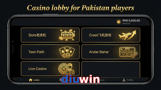 Lobby view of Diuwin for Pakistan users